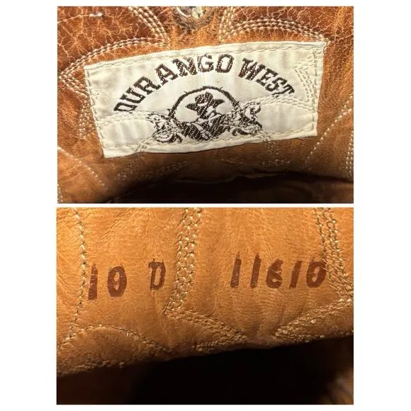 Vintage Durango West 11610 Black Leather Western Cowboy Boots Men’s 10 D