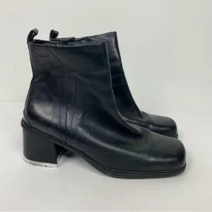 Vintage Ecco y2k square toe leather ankle boots grunge gothic minimalist goth