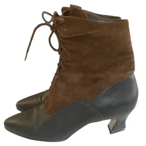 Vintage Edwardian Granny Boots Two Tone 9.5