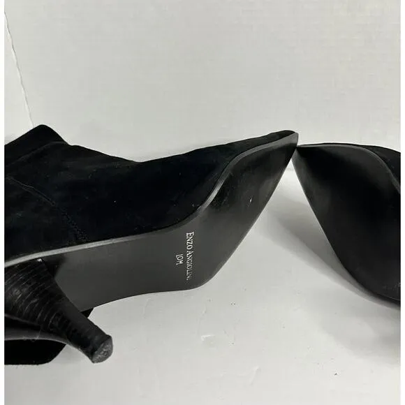 Vintage Enzo Angiolini Women’s Suede Black Boots Size 10M Heels 3 Inch