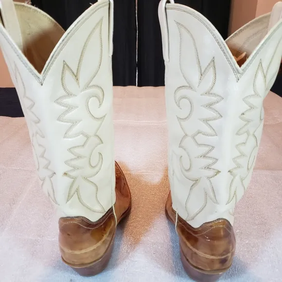 Vintage Exotic Eel Skin Cowboy Boots Men's US Size 10.5 Made In USA Flaws