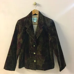 Vintage Expose Burgundy Filigree Printed Chenille Blazer