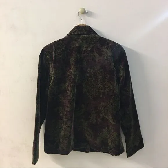 Vintage Expose Burgundy Filigree Printed Chenille Blazer