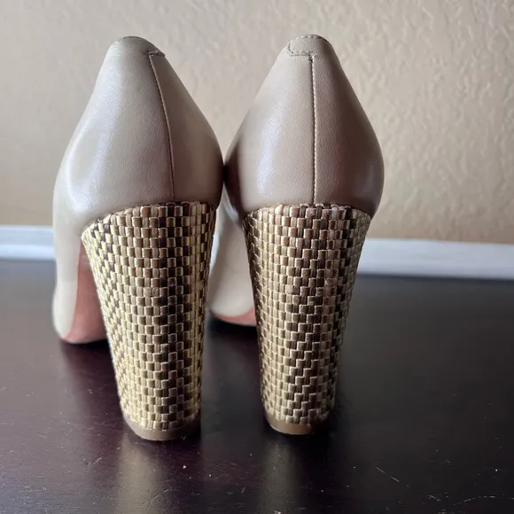 Vintage Fashion Lauren Ralph Lauren 7.5B Viona Nutral Beige High-Heel Pumps, Wom