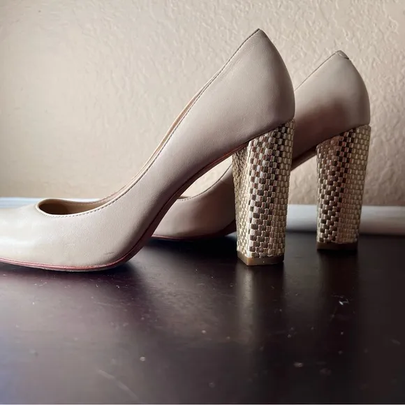 Vintage Fashion Lauren Ralph Lauren 7.5B Viona Nutral Beige High-Heel Pumps, Wom