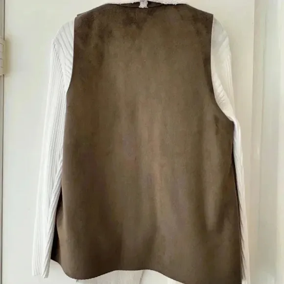 Vintage Faux Suede Shearling Vest - Size S