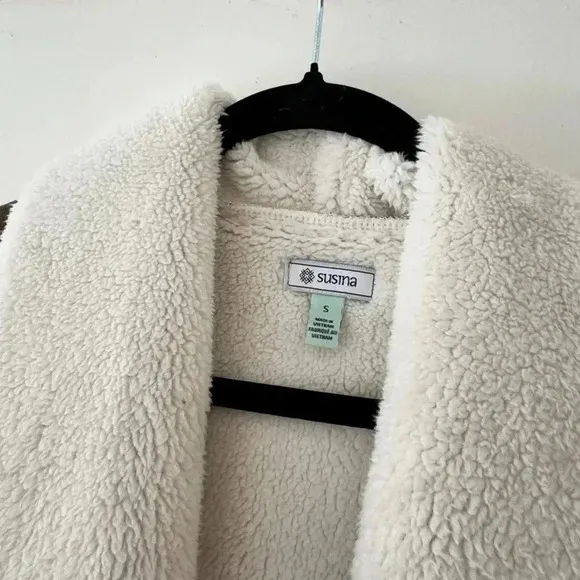 Vintage Faux Suede Shearling Vest - Size S