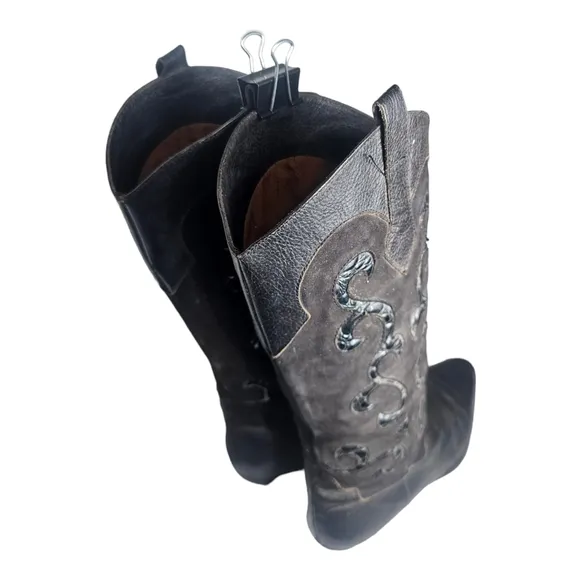 Vintage Filippo Raphael Black Suede Western Style Boots 80s Era Size US 8/EU 38.