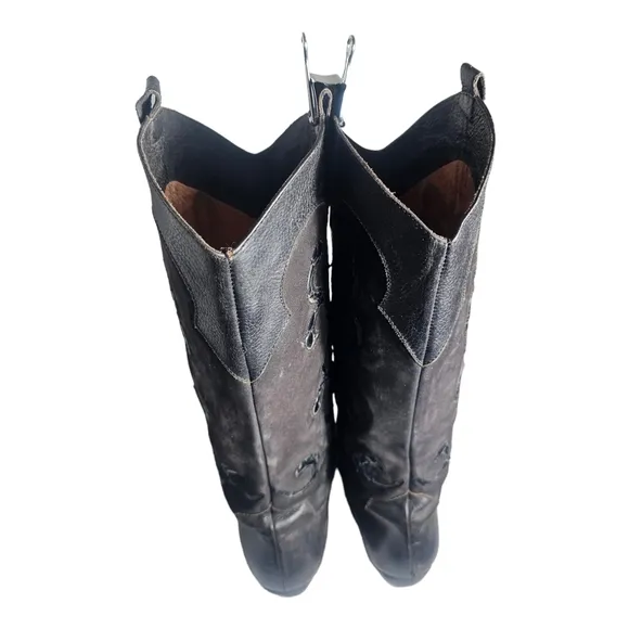 Vintage Filippo Raphael Black Suede Western Style Boots 80s Era Size US 8/EU 38.