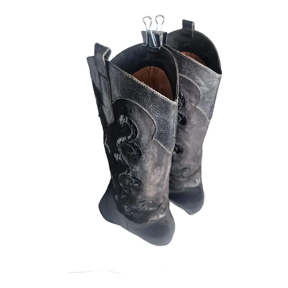 Vintage Filippo Raphael Black Suede Western Style Boots 80s Era Size US 8/EU 38.