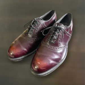 Vintage footjoy men’s dress shoe cherry red saddle Oxford shoes size 7 1/2‎