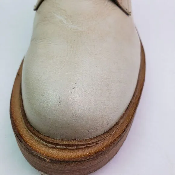 Vintage Foundry Co Delia Womens Size 7 Beige Leather Lace Up Combat Boots VFL134