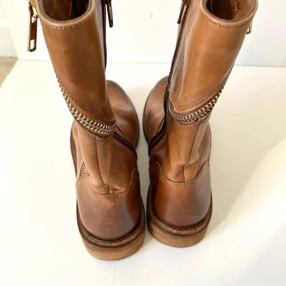 Vintage Foundry Co Regine Brown Leather Zipper Boots size 7.5