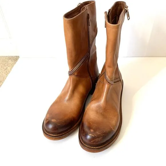 Vintage Foundry Co Regine Brown Leather Zipper Boots size 7.5