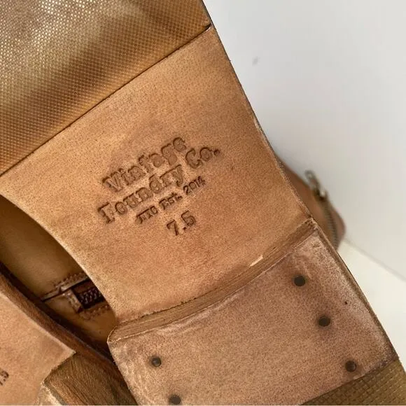 Vintage Foundry Co Regine Brown Leather Zipper Boots size 7.5