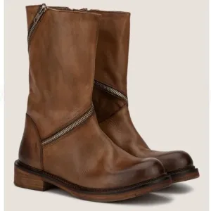 Vintage Foundry Co Regine Brown Leather Zipper Boots size 7.5