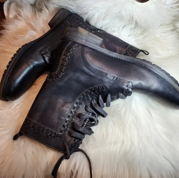 Vintage Foundry‎ Whipstitched Leather Lace up Boots 10