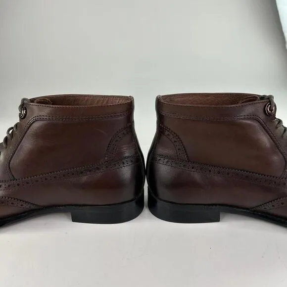 Vintage Foundry Co. Men's Jack Mid Top Leather Brown Boots US 10 Wingtip Lace-Up