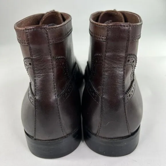Vintage Foundry Co. Men's Jack Mid Top Leather Brown Boots US 10 Wingtip Lace-Up