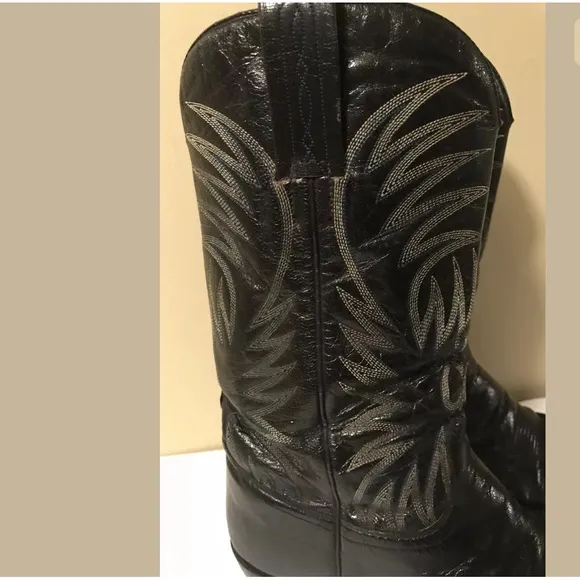 Vintage FRAUSA Black Leather Western Cowboy Boots