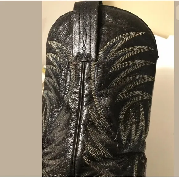 Vintage FRAUSA Black Leather Western Cowboy Boots