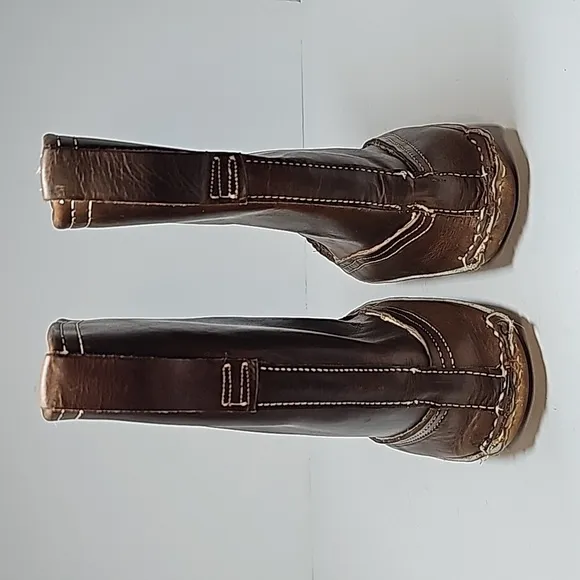 Vintage Frye Boots Moccasins Leather Handmade Bench Crafted Lined Brown 6.5 B