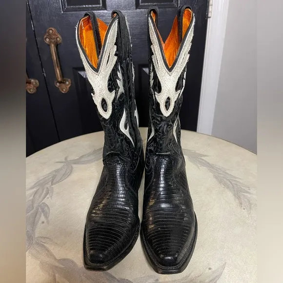 Vintage Frye Lizard Skin Cowgirl Boots 9 B