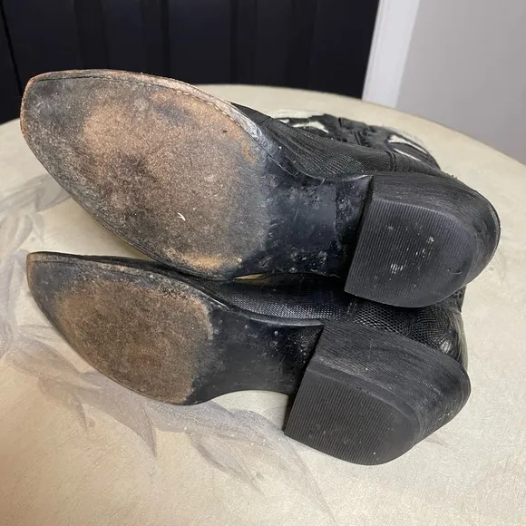Vintage Frye Lizard Skin Cowgirl Boots 9 B