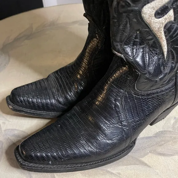 Vintage Frye Lizard Skin Cowgirl Boots 9 B