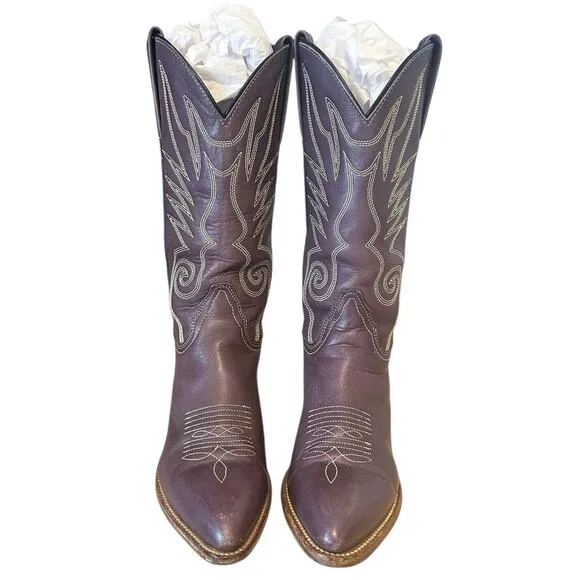 Vintage Frye Purple Leather Cowgirl Boots Size 7.5