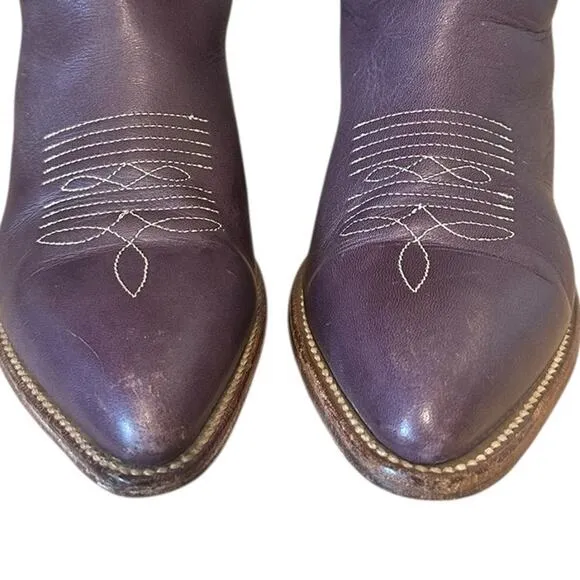 Vintage Frye Purple Leather Cowgirl Boots Size 7.5