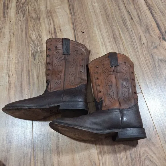 Vintage Frye Wyatt American Brown Leather Western Cowboy Mens Boots 8.5B