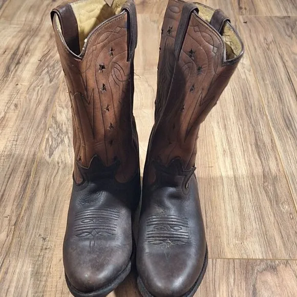 Vintage Frye Wyatt American Brown Leather Western Cowboy Mens Boots 8.5B
