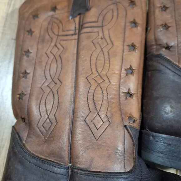 Vintage Frye Wyatt American Brown Leather Western Cowboy Mens Boots 8.5B