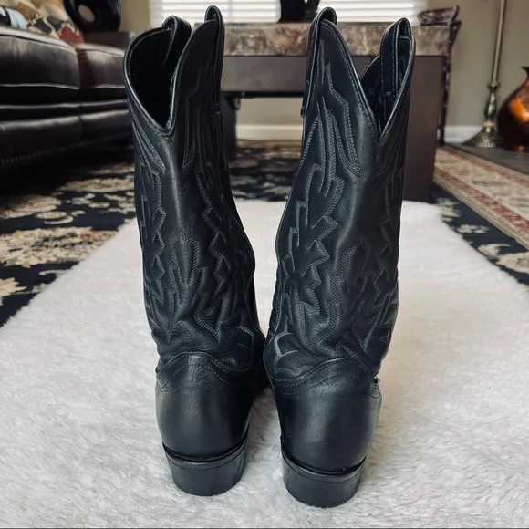 Vintage Genuine Soft Leather Black Western Cowboy boots size 9 EW