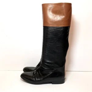 Vintage Guido Pasquali Leather Riding Boots Knee High Handmade Italian 37.5 Shoe