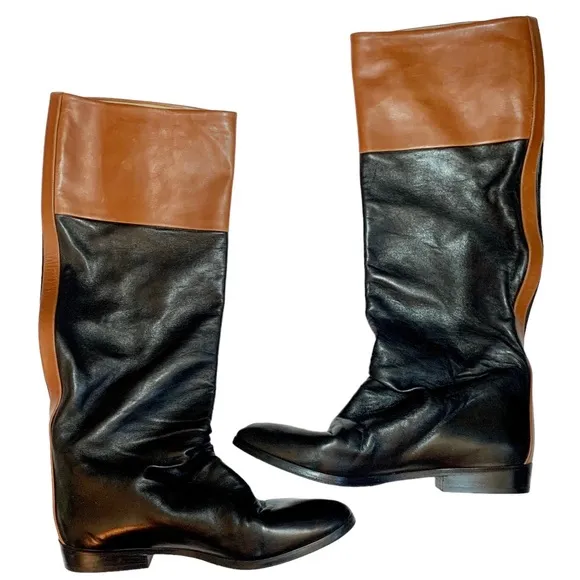 Vintage Guido Pasquali Leather Riding Boots Knee High Handmade Italian 37.5 Shoe