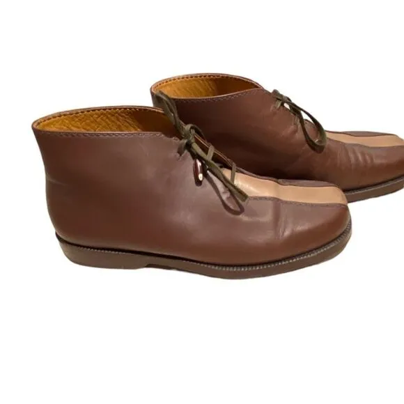 Vintage Henry Cuir for Barney’s New York Lace-up Brown 2-Tone Ankle Boots Sz 38