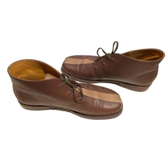 Vintage Henry Cuir for Barney’s New York Lace-up Brown 2-Tone Ankle Boots Sz 38