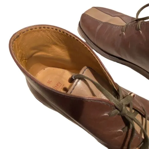 Vintage Henry Cuir for Barney’s New York Lace-up Brown 2-Tone Ankle Boots Sz 38