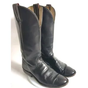 Vintage Hondo Boots Black Leather Sole Western Cowboy Mens Size 7.5 D Neolite
