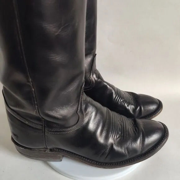Vintage Hondo Boots Black Leather Sole Western Cowboy Mens Size 7.5 D Neolite