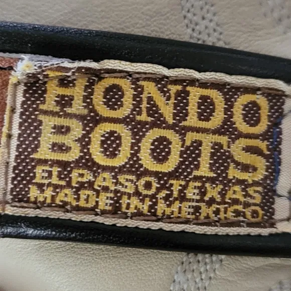 Vintage Hondo Western Cowboy Leather Boots Embroidered Scroll