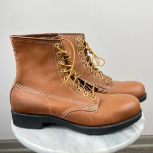 Vintage HY-TEST Anchor Flange Leather Steel Toe Boots Brown/Tan (Sz 12)