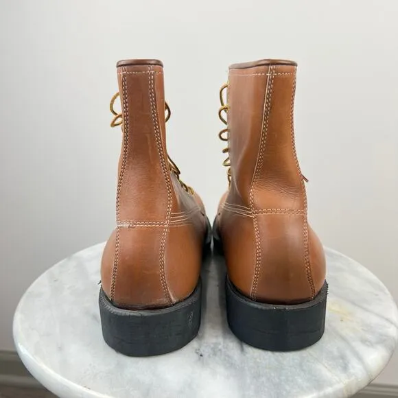 Vintage HY-TEST Anchor Flange Leather Steel Toe Boots Brown/Tan (Sz 12)