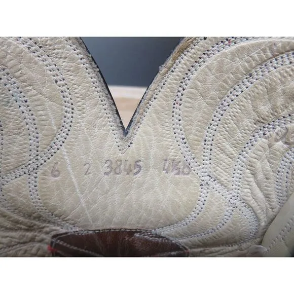 Vintage HYER Olathe Kansas COWBOY BOOTS‎ White Leather Snake Size 4.5 B USA 12&quot;