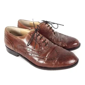 Vintage Italian Leather Wingtip Oxford Brogue Dress Shoes Men's Size 42 US 8.5