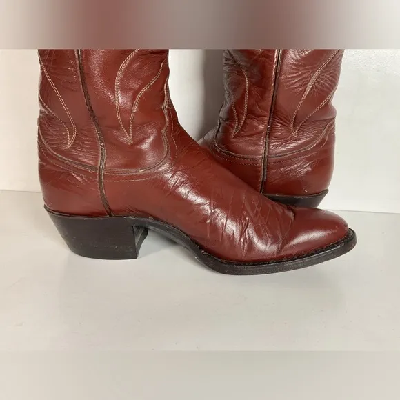 Vintage Justin 18” Butterfly Cowgirl Boots 5.5 C Snakeskin Inlay 70s