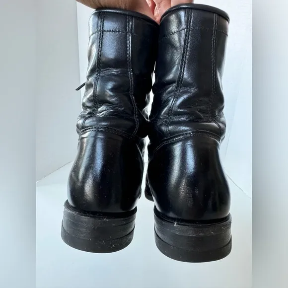 Vintage Justin Black Leather Lace Up Kiltie Western Cowgirl Boots Size 6.5 C