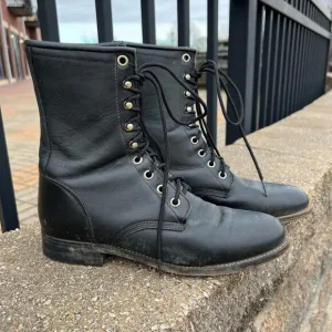 Vintage Justin Boots black roper lace up granny booties 6B
